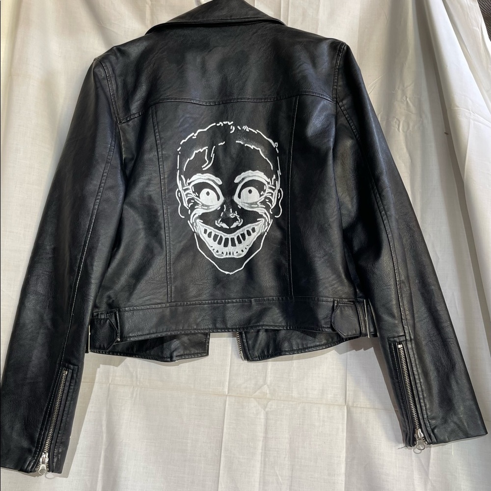 Leather jacket with “Sus Imposter” by Dark Art Esoterica